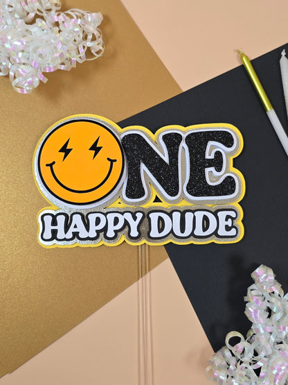 One Happy Dude Cake topper, One happy Dude birthday decorations, First Birthday Cake topper, One happy dude