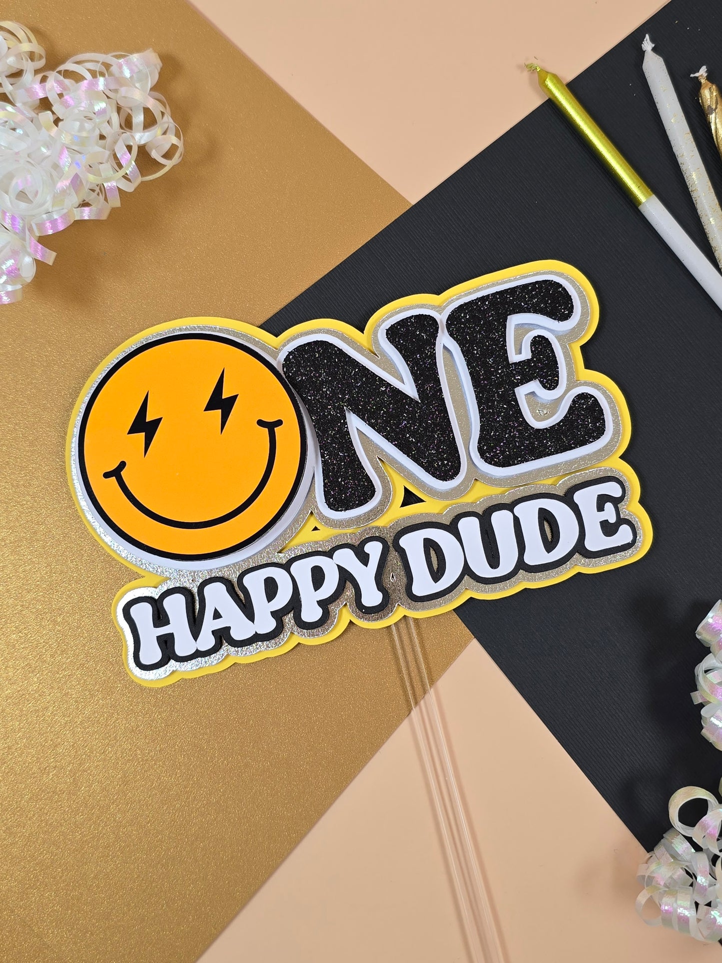 One Happy Dude Cake topper, One happy Dude birthday decorations, First Birthday Cake topper, One happy dude