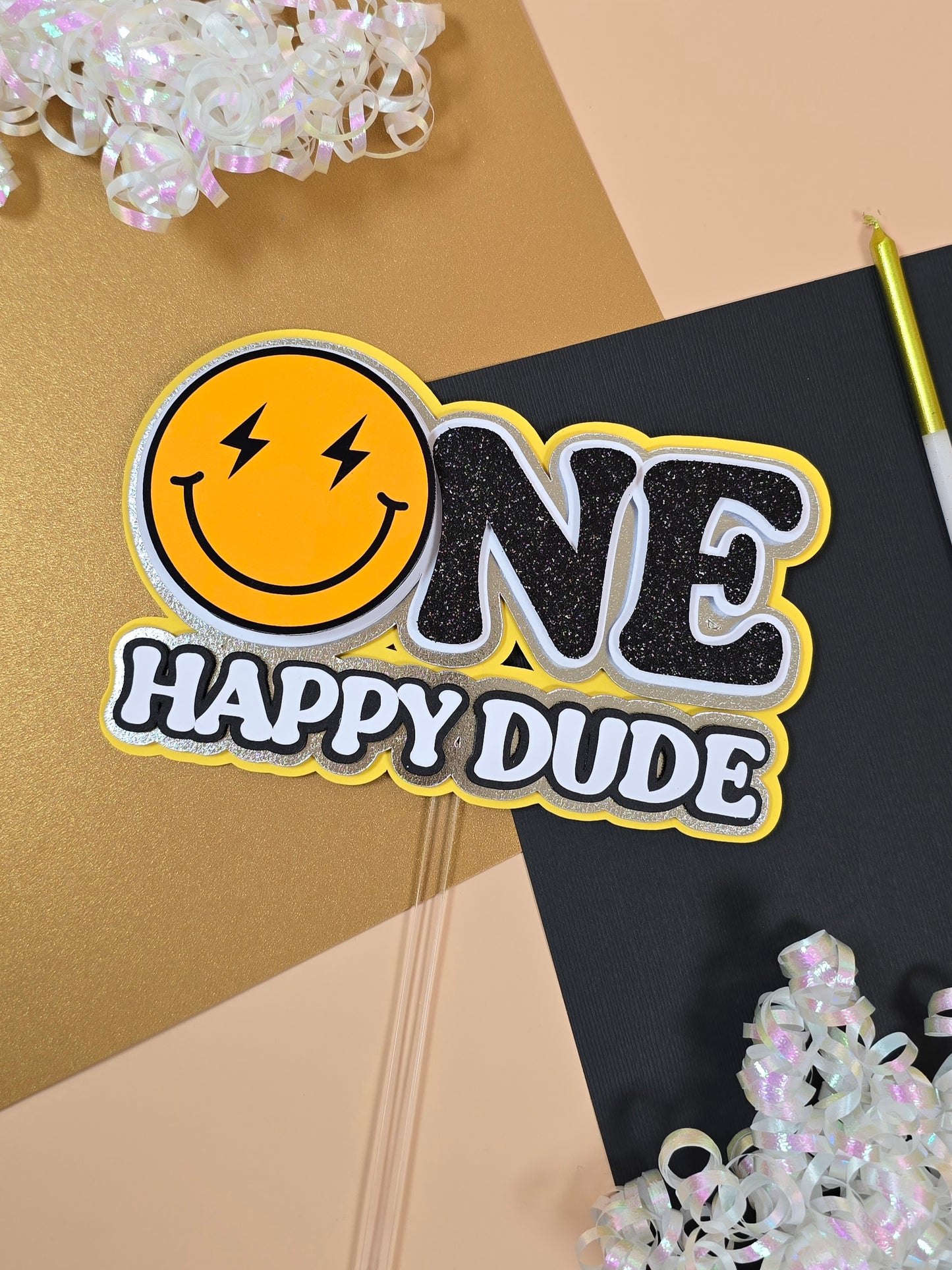 One Happy Dude Cake topper, One happy Dude birthday decorations, First Birthday Cake topper, One happy dude