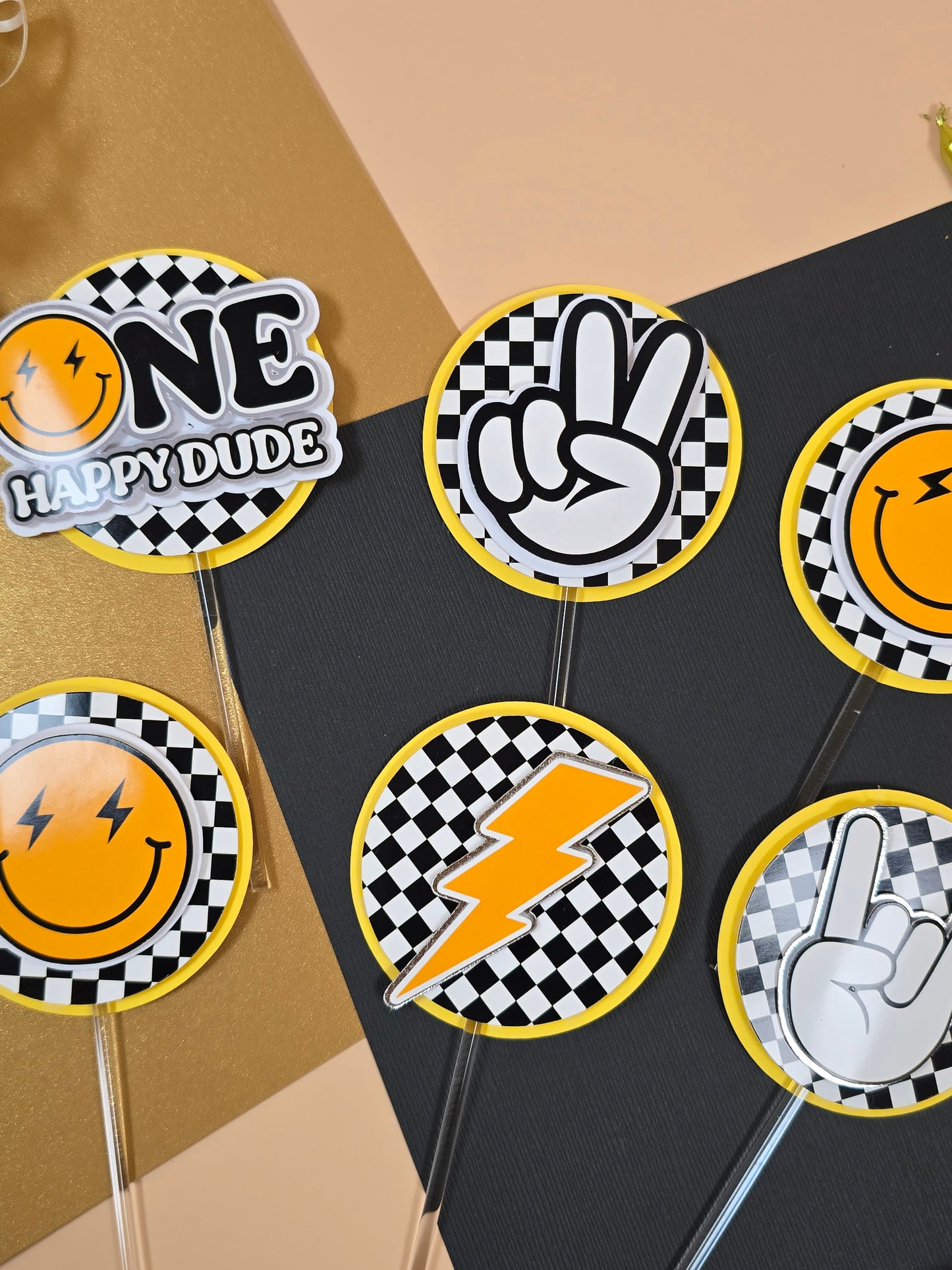 One happy dude Cupcake Toppers, One happy dude cupcake decor
