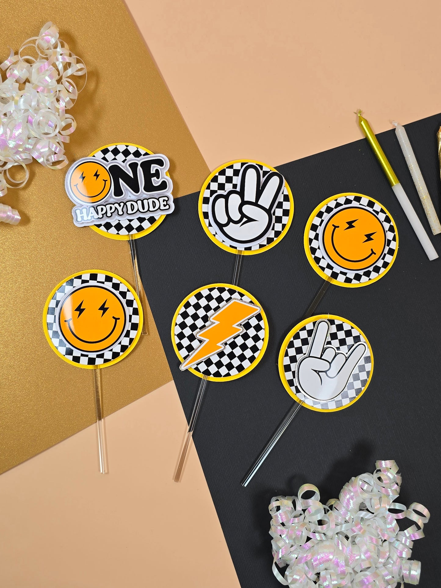One happy dude Cupcake Toppers, One happy dude cupcake decor