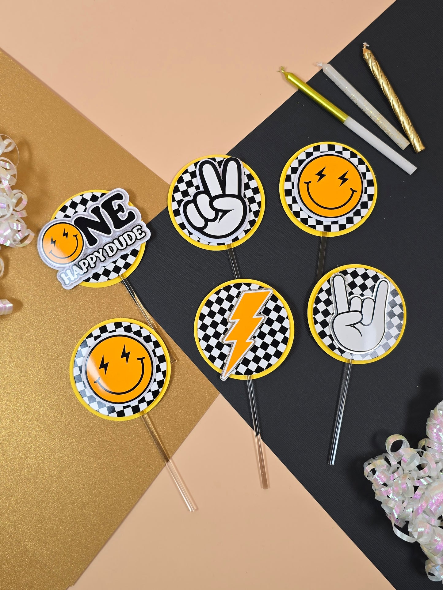 One happy dude Cupcake Toppers, One happy dude cupcake decor