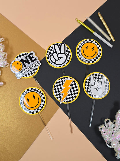 One happy dude Cupcake Toppers, One happy dude cupcake decor