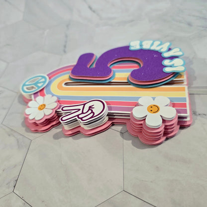 Groovy Rainbow Cake topper, 5 is a vibe Cake topper, five is a vibe cake topper