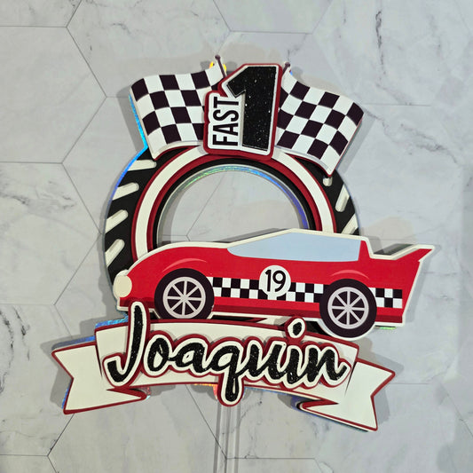 Race Car Cake topper, One fast birthday, Race cars Fast one party theme