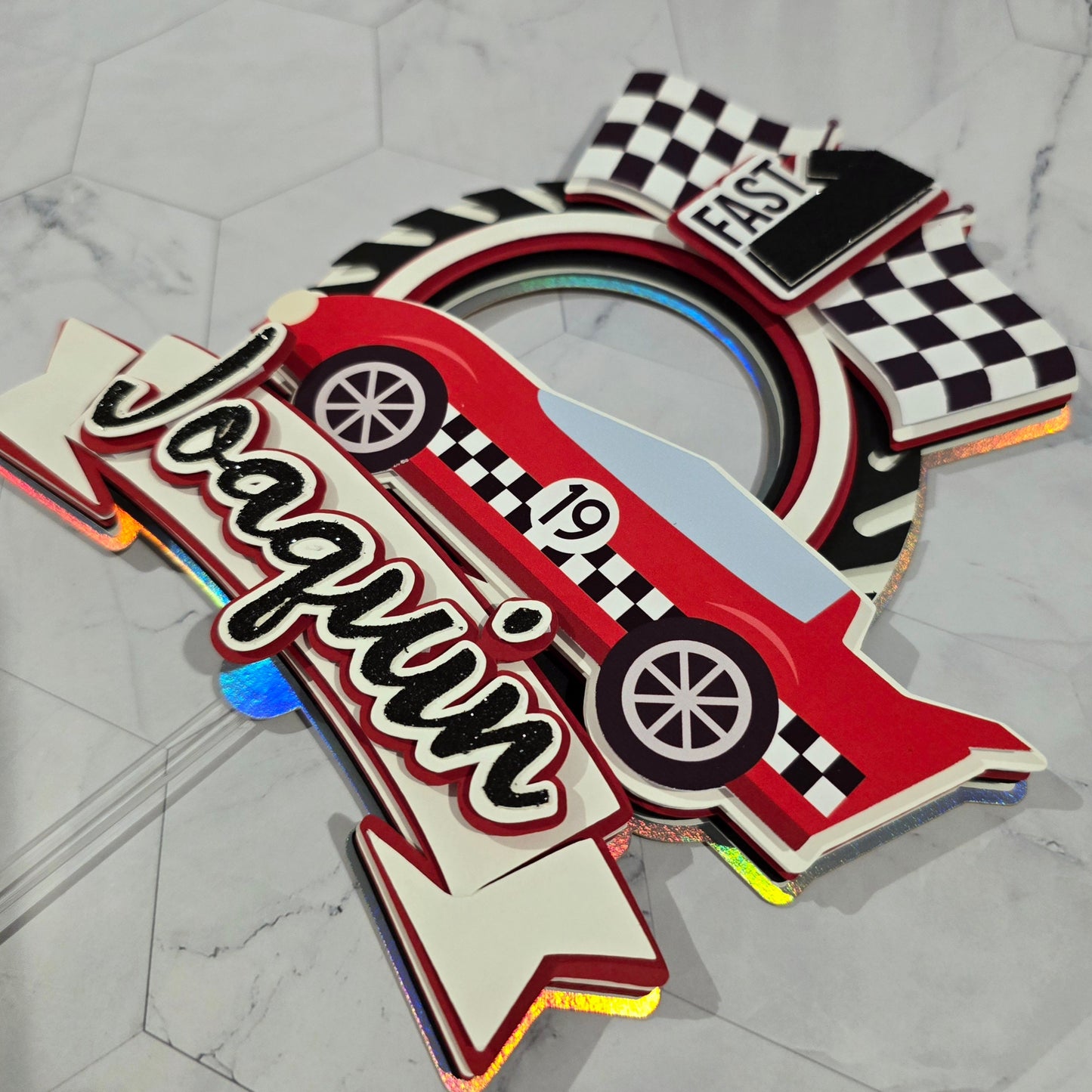Race Car Cake topper, One fast birthday, Race cars Fast one party theme