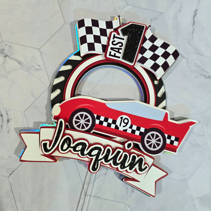 Race Car Cake topper, One fast birthday, Race cars Fast one party theme