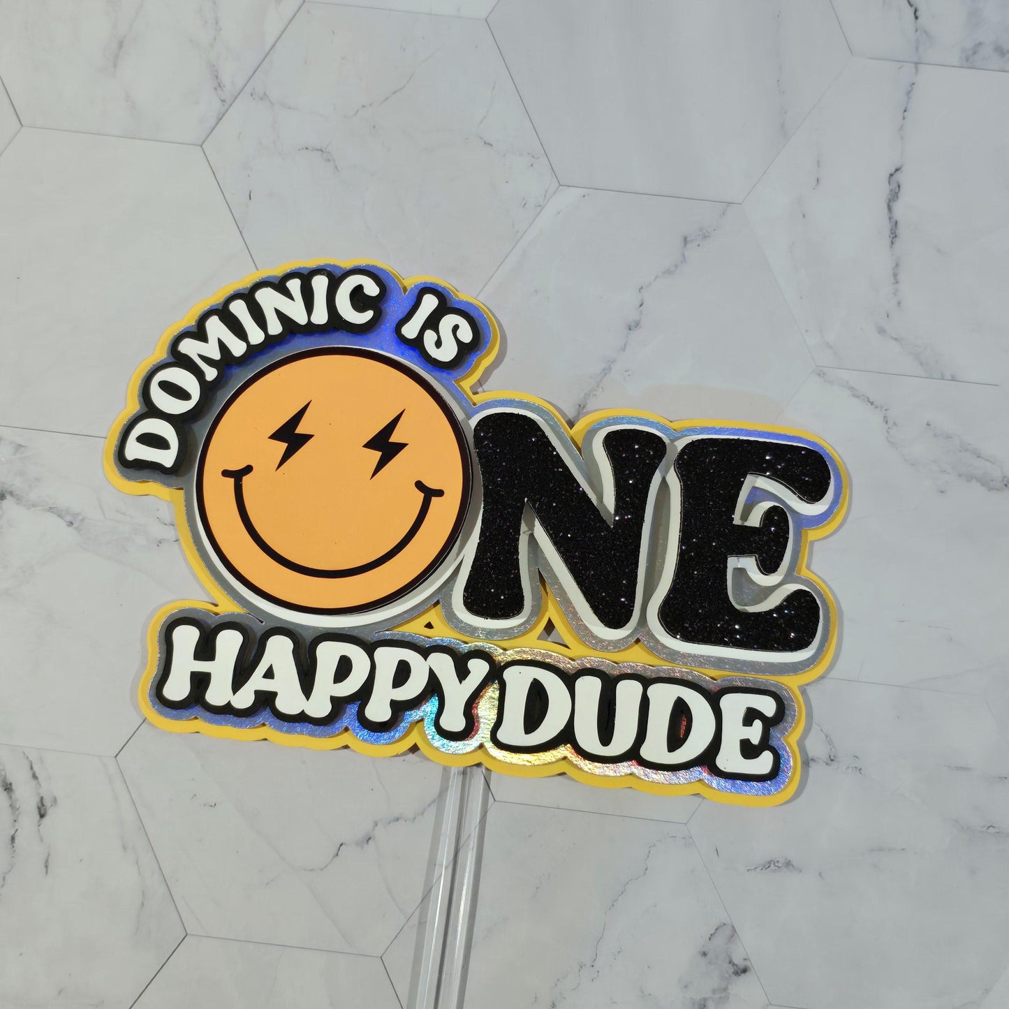 One Happy Dude Cake topper, One happy Dude birthday decorations, First Birthday Cake topper