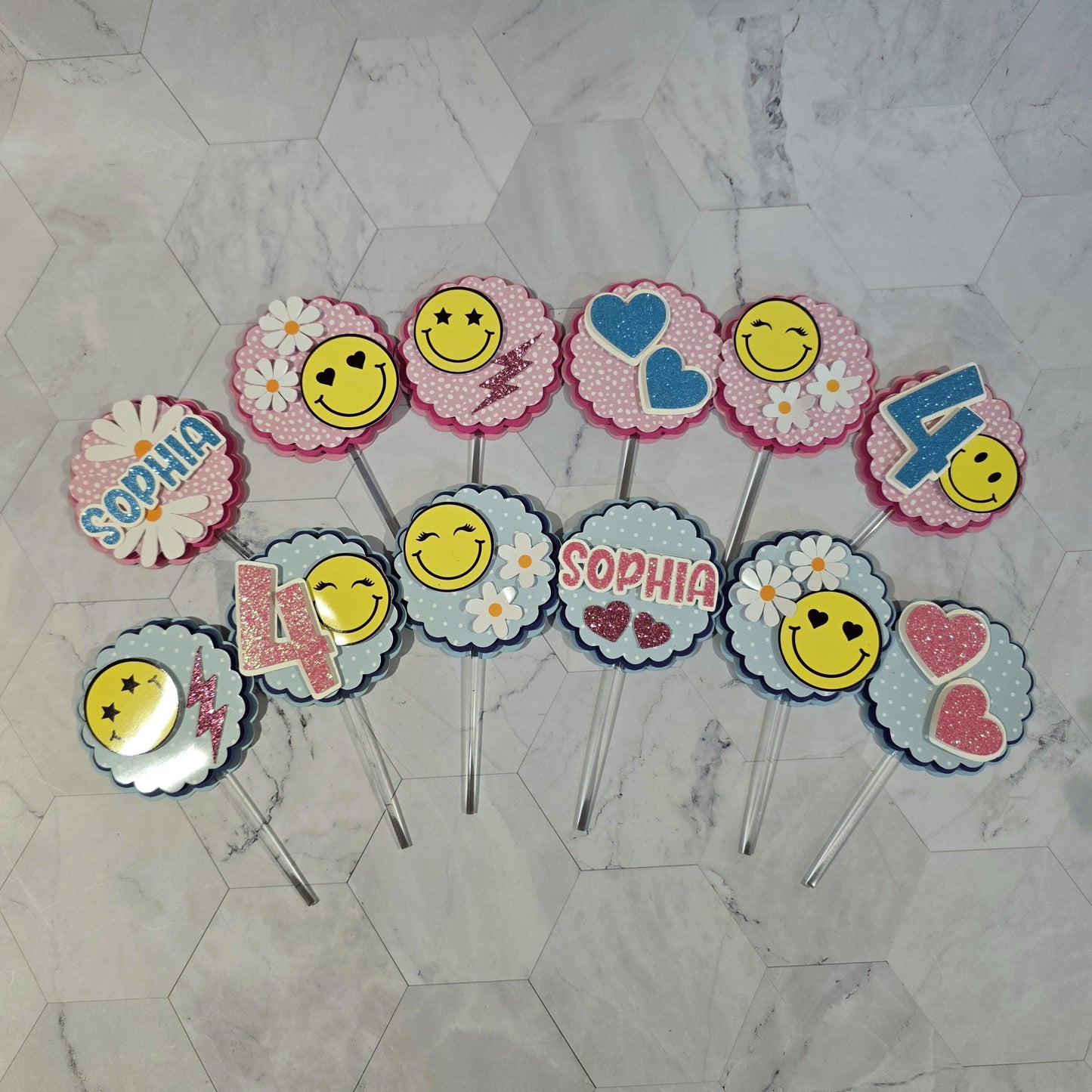 Happy Faces Cupcake Topper, Smiley face cupcake decor