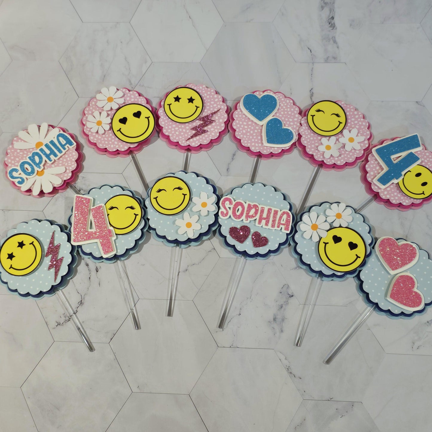 Happy Faces Cupcake Topper, Smiley face cupcake decor