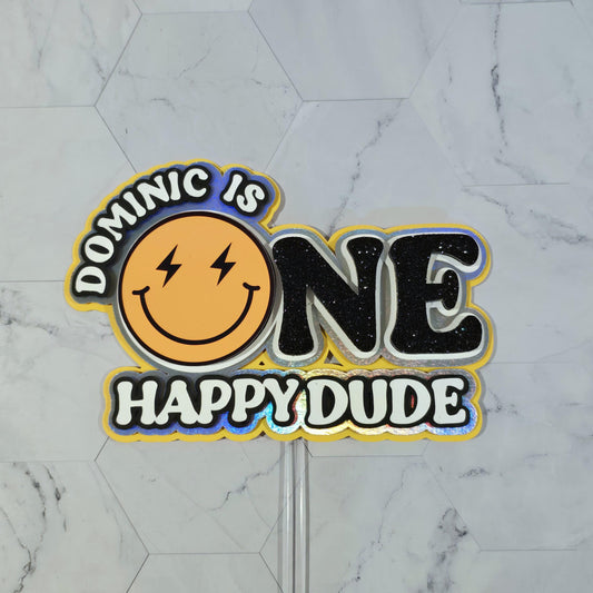 One Happy Dude Cake topper, One happy Dude birthday decorations, First Birthday Cake topper