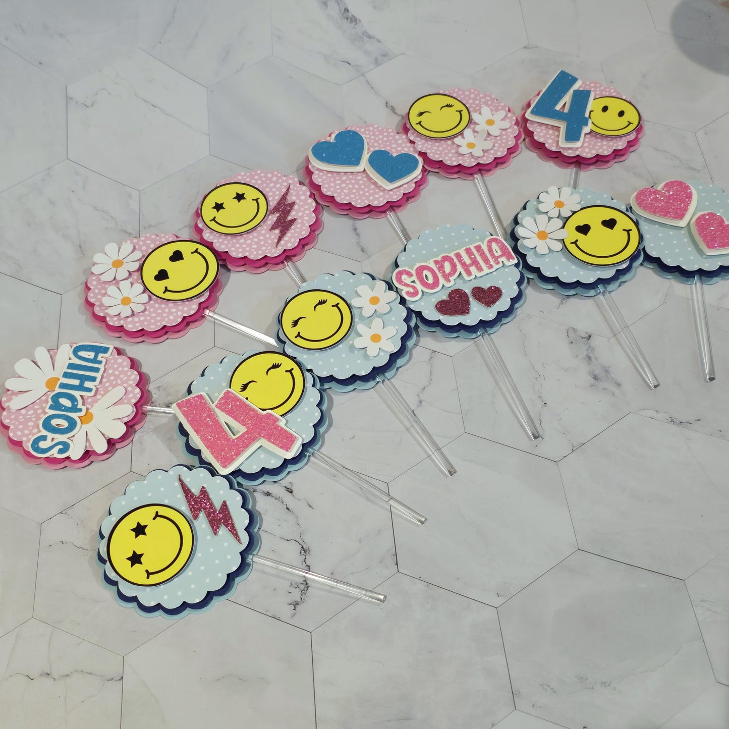 Happy Faces Cupcake Topper, Smiley face cupcake decor