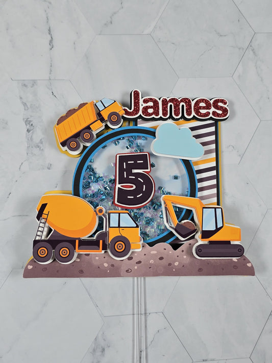 Construction cake topper, Excavator theme party, Construction birthday party
