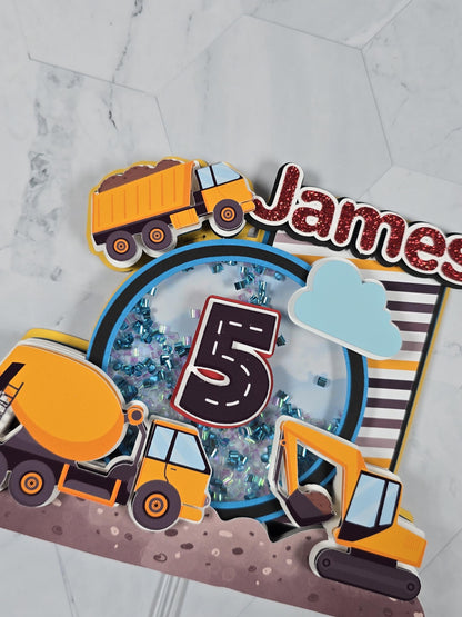 Construction cake topper, Excavator theme party, Construction birthday party