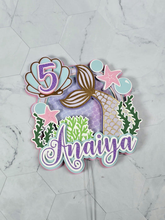 Mermaid cake topper, Under the sea party decoration, Mermaid birthday theme