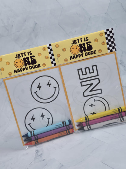 One happy dude coloring books, One happy dude coloring pages, One happy dude party favors