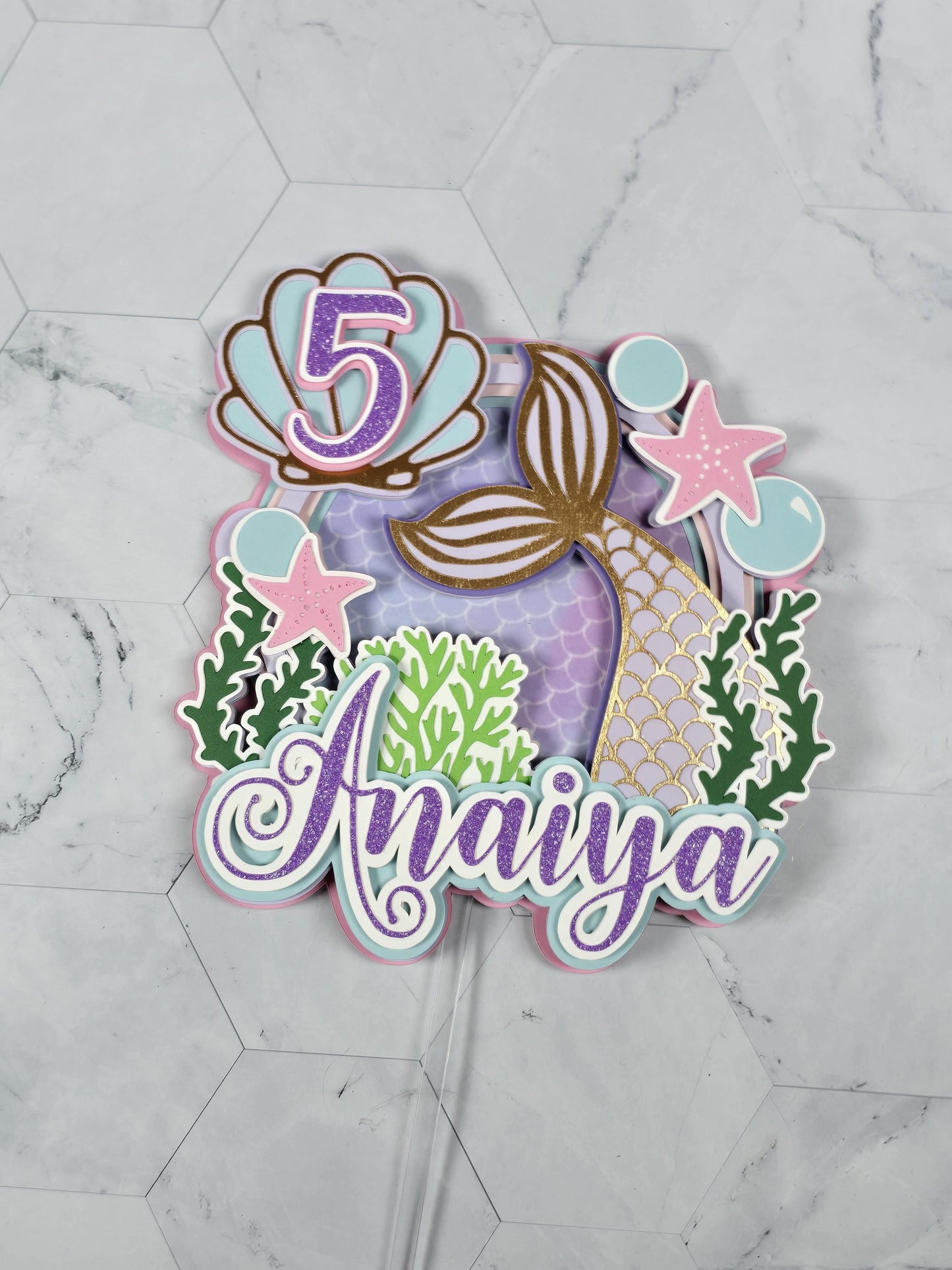 Mermaid cake topper, Under the sea party decoration, Mermaid birthday theme