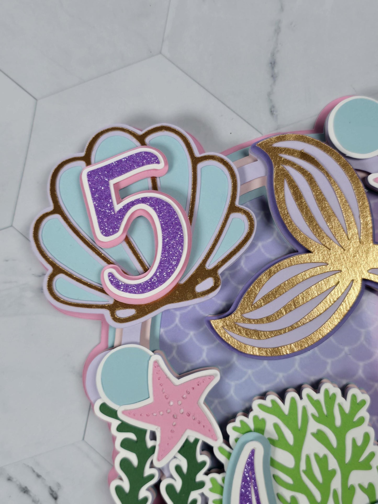 Mermaid cake topper, Under the sea party decoration, Mermaid birthday theme