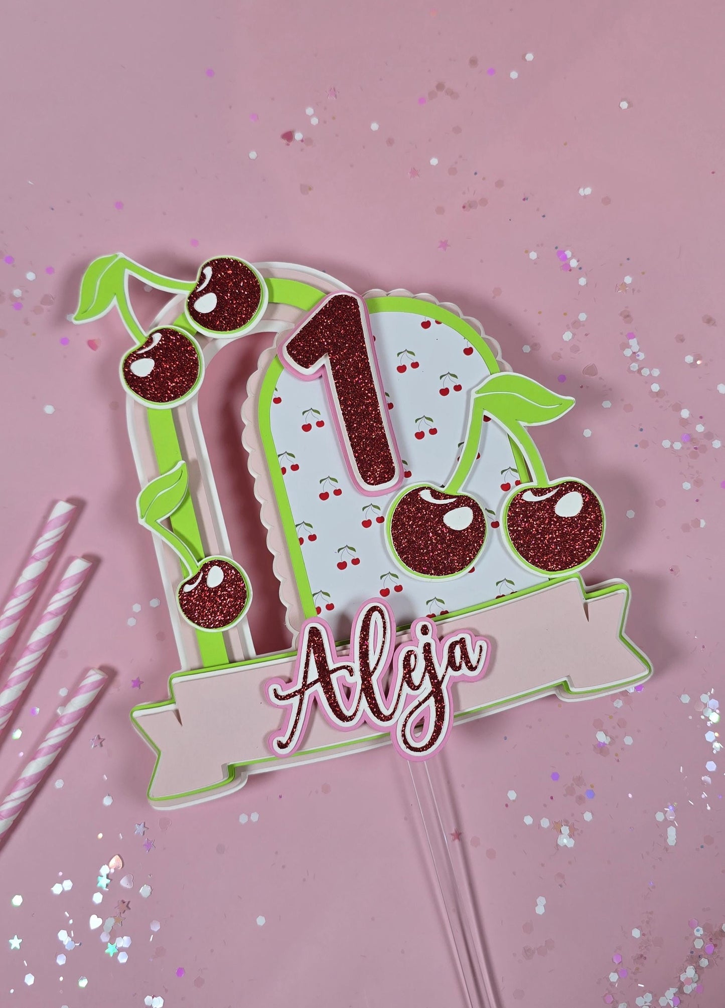 Cherry on top Cake topper Cherry first birthday cake topper