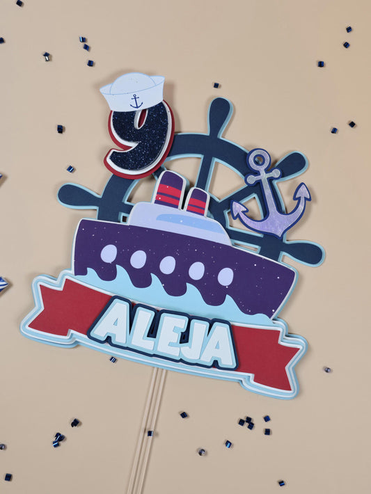 Nautical cake topper, Sailboat party decoration, Nautical theme party decor