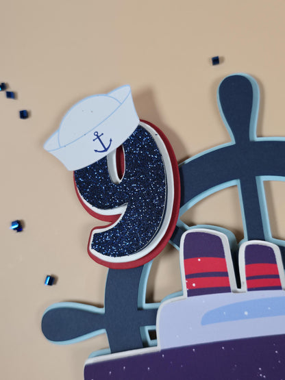 Nautical cake topper, Sailboat party decoration, Nautical theme party decor