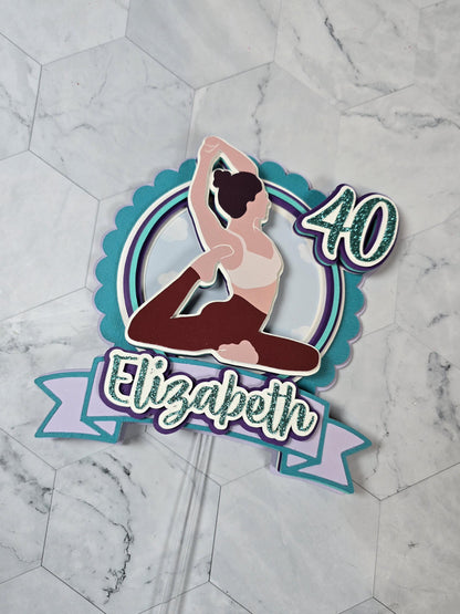 Yoga Cake topper, Yogui birthday party theme, yoga lover cake decor