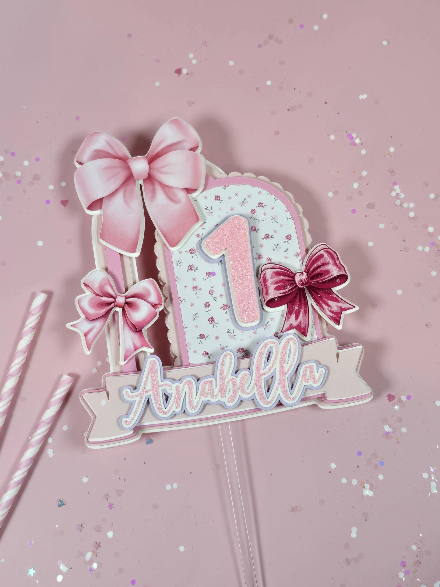 Coquette Cake topper, Coquette birthday, Pink Bow party theme, Love Shack Fancy Cake topper