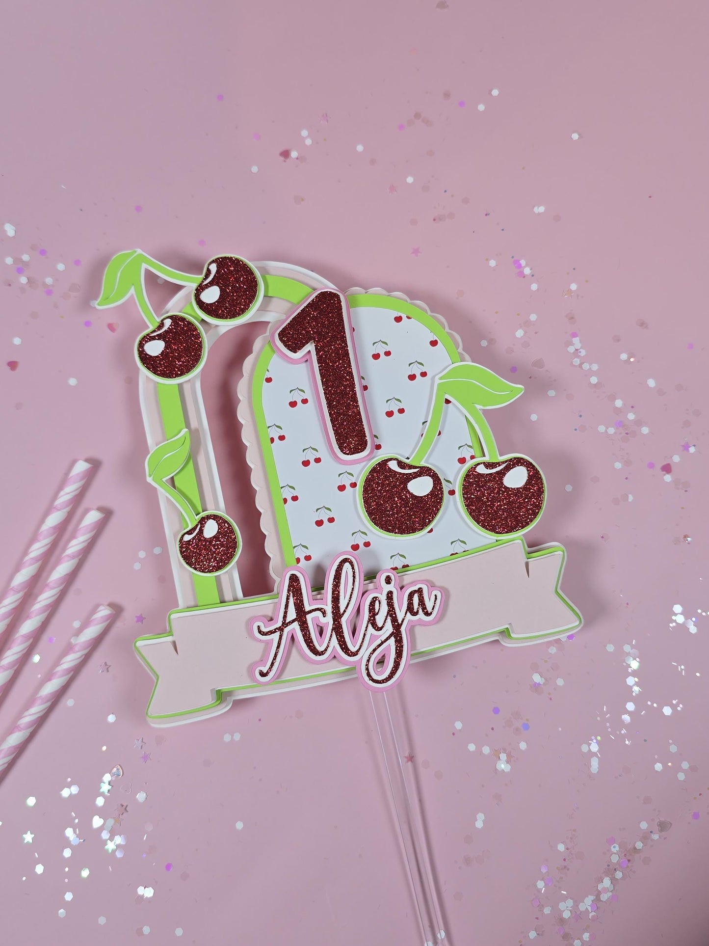 Cherry on top Cake topper Cherry first birthday cake topper