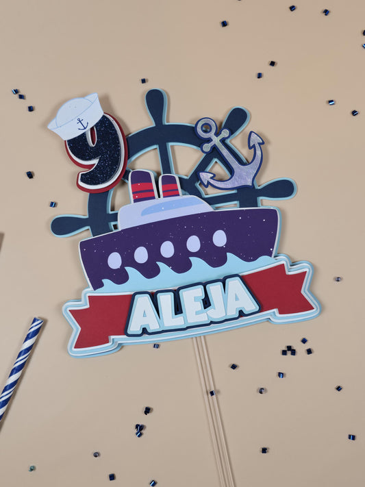 Nautical cake topper, Sailboat party decoration, Nautical theme party decor
