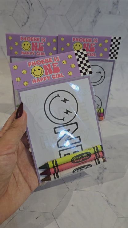 One happy Girl coloring books, One happy Girl coloring pages, One happy girl party favors