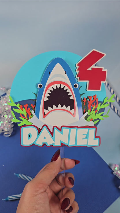 Shark Cake topper, Shark cake decor, Sharks birthday party