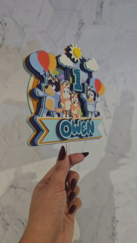 Bluey Cake topper for boys , Bluey theme party, Boy's Bluey party theme