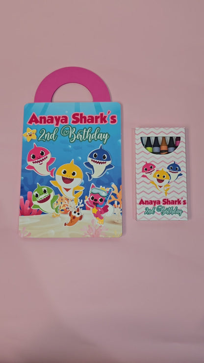 Baby Shark coloring suite case + stickers, Baby shark party favors,Baby shark coloring