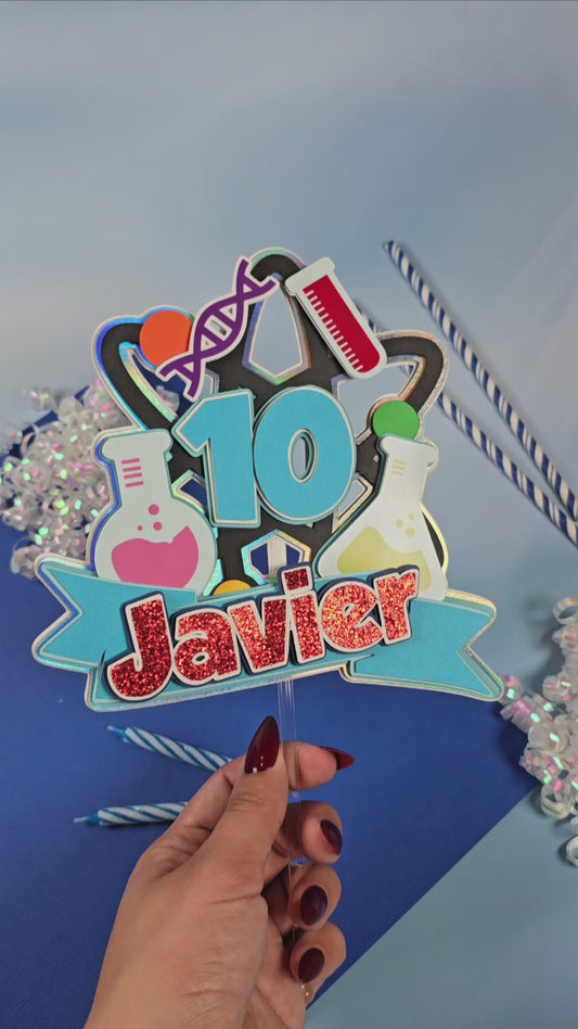 Science Cake topper Scientist birthday party Science birthday theme