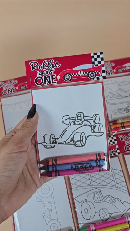 Race car coloring books Formula 1 coloring pages Race cars party favors fast one birthday theme party