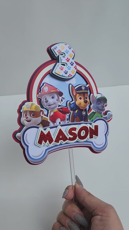 Red Paw Patrol Cake topper, Dogs Cake topper, Paw patrol cake topper