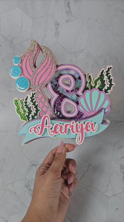 Mermaid cake topper, Under the sea party decoration, Mermaid birthday theme