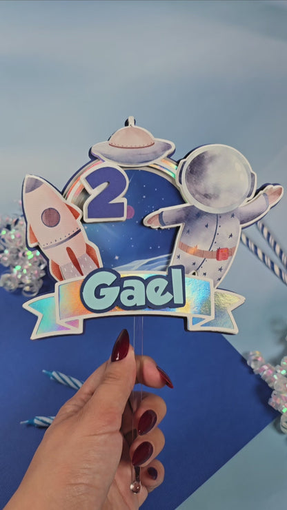 Two the moon Cake topper, Space birthday theme, Astronaut Cake topper
