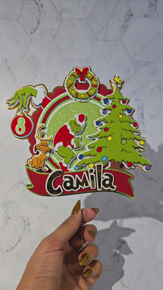 Grinch Cake topper, Grinch theme party, Grinch party theme