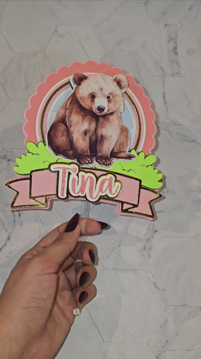 Brown Bear Cake topper, Bear theme party, Brown bear party theme