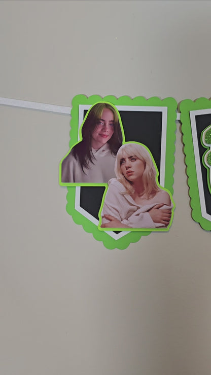 Billie Eilish banner, Billie Eilish theme banner, Billie Eilish party decoration, Billie Eilish banner