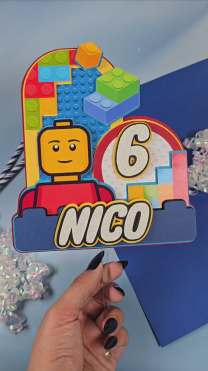 Building blocks Cake topper, Building blocks theme party, Building blocks party theme for boys