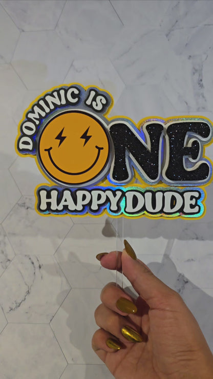 One Happy Dude Cake topper, One happy Dude birthday decorations, First Birthday Cake topper