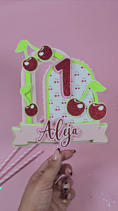 Cherry on top Cake topper Cherry first birthday cake topper