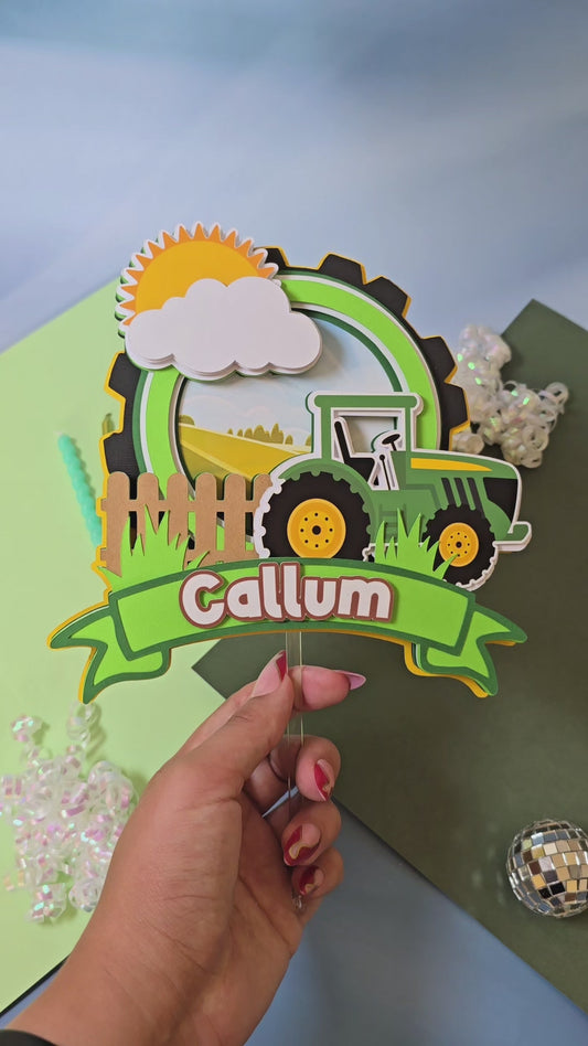 Tractor cake topper, Tractor / Farm theme party, Green Tractor birthday party