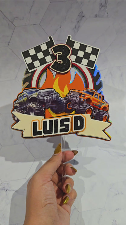 Monster trucks cake topper, Monster truck birthday, Monster Truck party