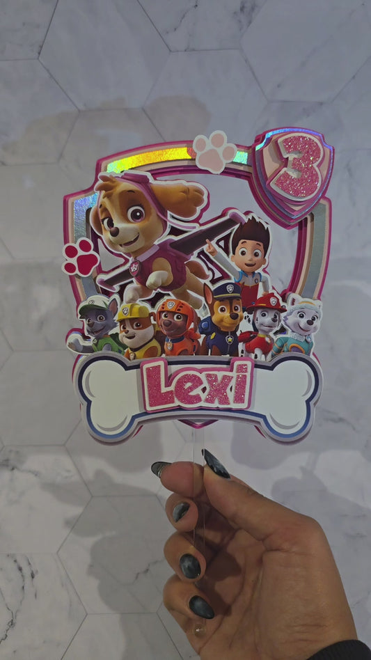 Paw Patrol Girly Cake topper, Dogs Cake topper, Paw patrol cake topper, Paw Patrol birthday