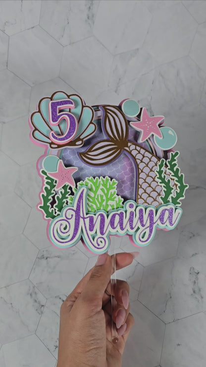 Mermaid cake topper, Under the sea party decoration, Mermaid birthday theme