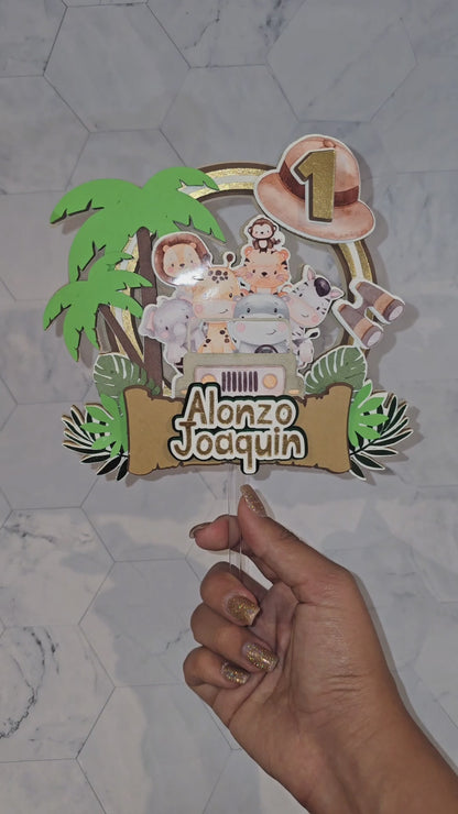 One wild Cake Topper, Safari Cake topper, Safari birthday theme