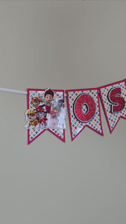 Red Paw Patrol banner, Paw Patrol theme banner, Paw Patrol party decoration